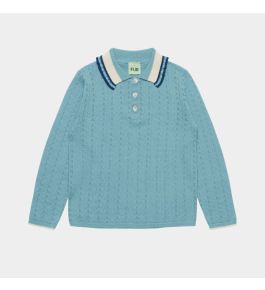 FUB Pointelle Polo, light teal