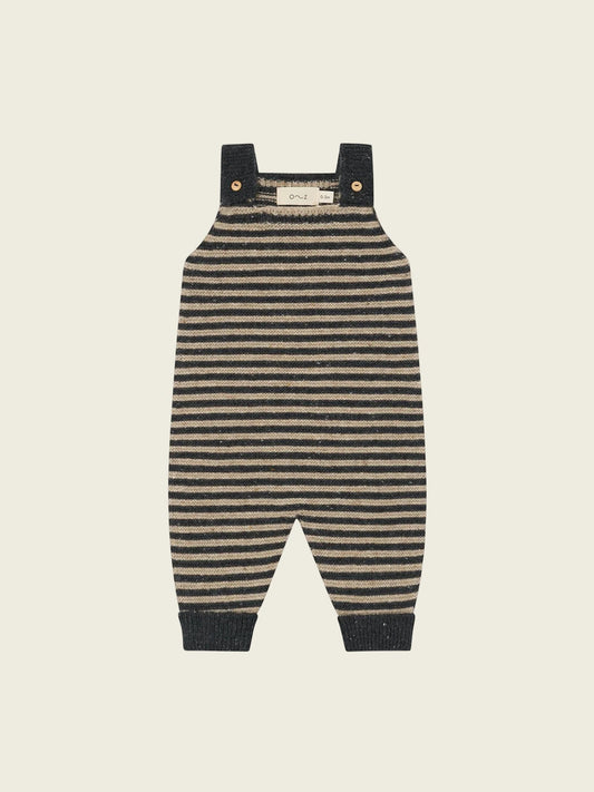 Charcoal Stripes Wool Salopettes