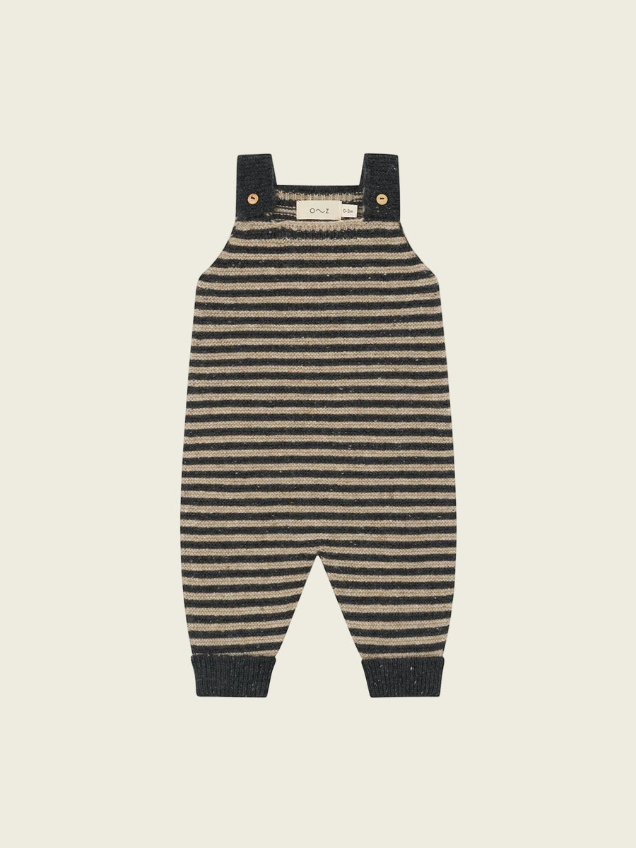 Charcoal Stripes Wool Salopettes