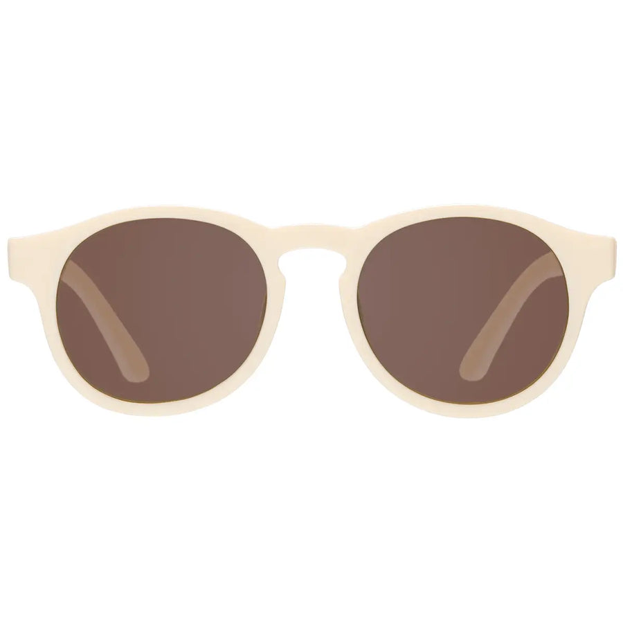 Cream Babiators keyhole sunglasses with brown lenses, front view.