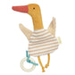 sigikid duck comforter with a striped body, long orange beak and attached teething ring.
