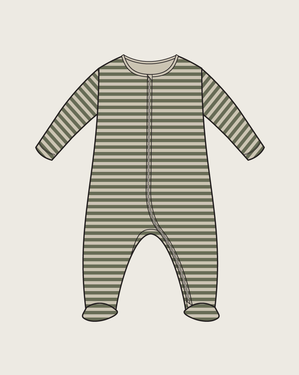 Fern Stripes Zip Sleepsuit