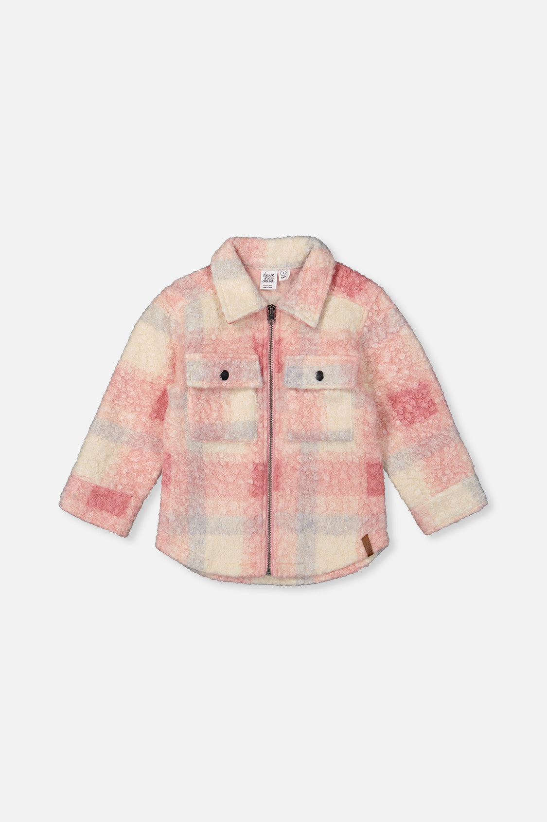 Zipped Plaid Sherpa Overshirt
