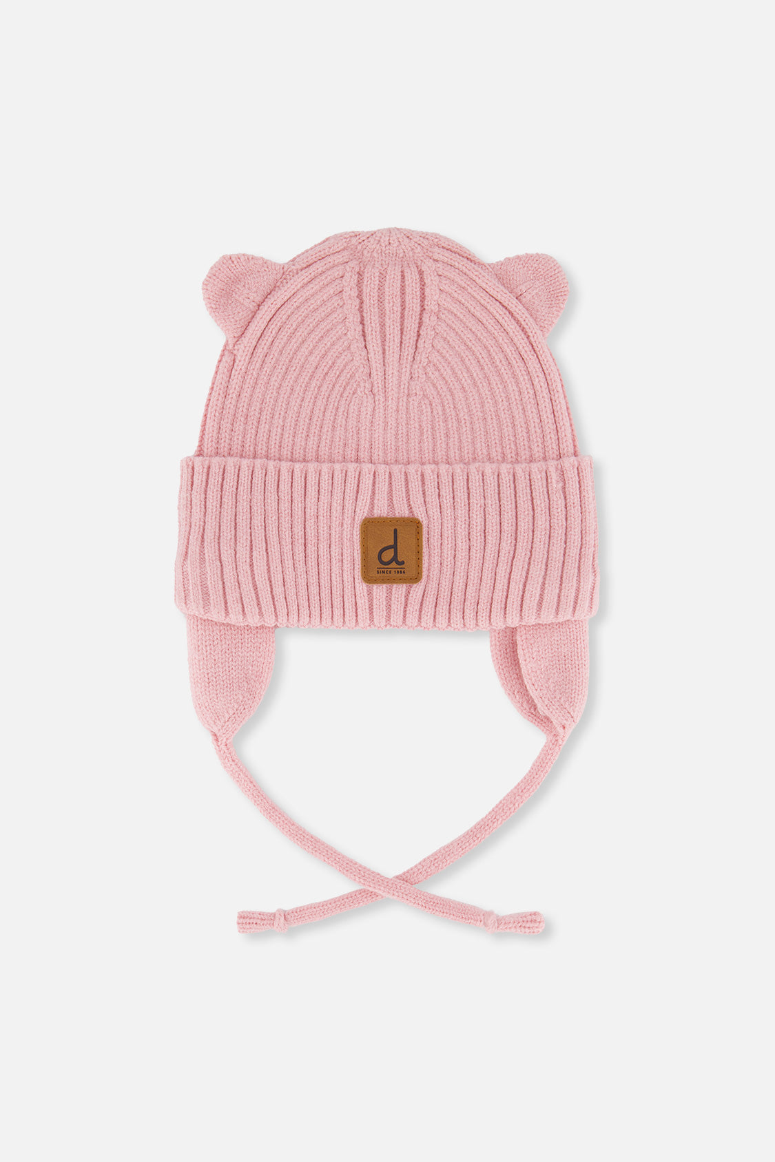 Baby Bear-Ear Knit Hat With Strings