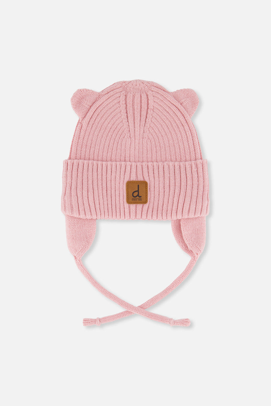 Baby Bear-Ear Knit Hat With Strings