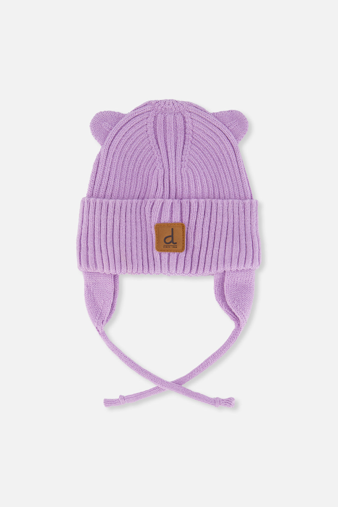 Baby Bear-Ear Knit Hat With Strings