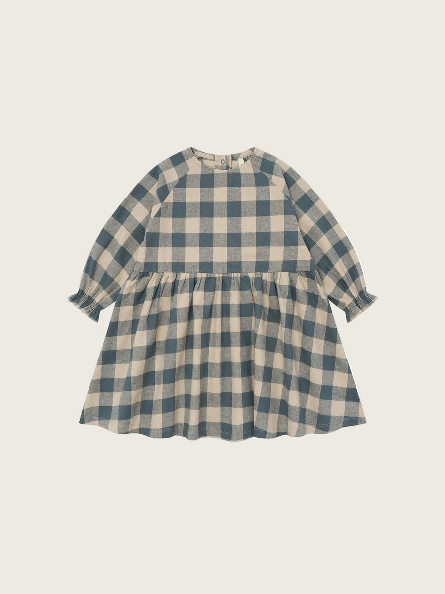 Fog Blue Gingham Field Dress