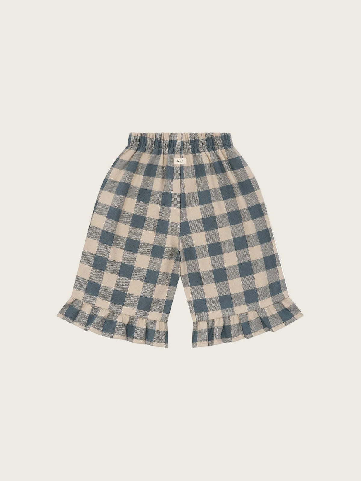 Fog Blue Gingham Frill Culottes