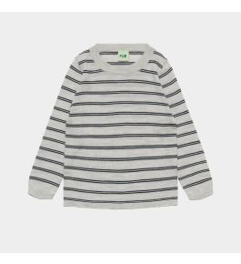 FUB Striped Tee, light grey melange/dark navy