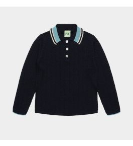 FUB Pointelle Polo, dark navy