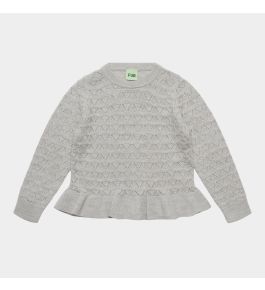 FUB Pointelle Tee, light grey melange