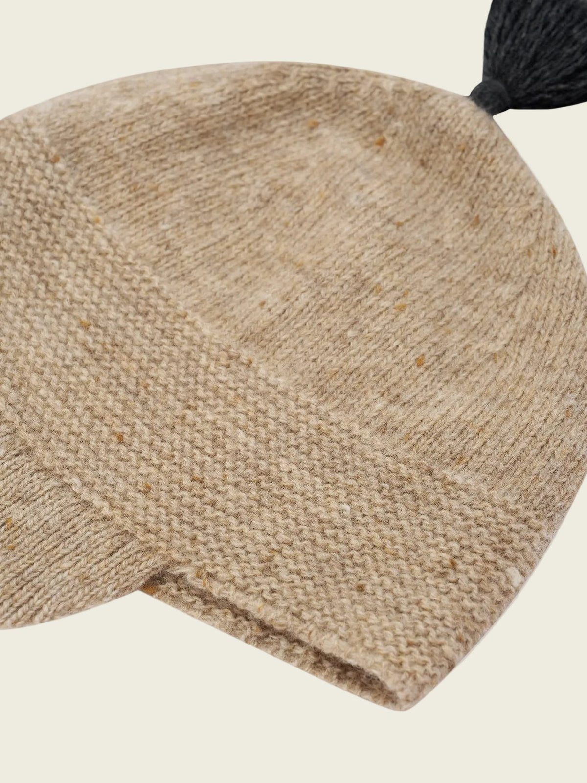 Oatmeal Charcoal contrast Tassel Hat