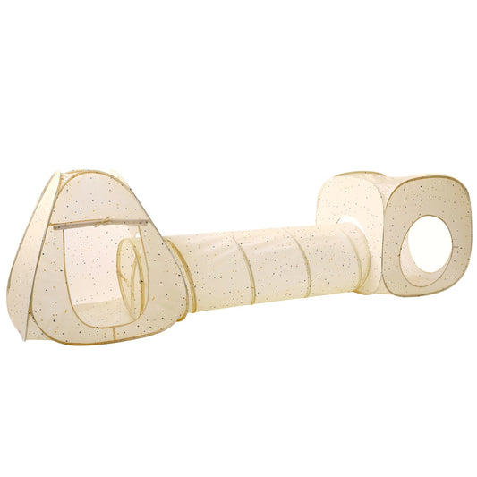 Terrazzo Beige Recycled Fabric 3-in-1 Play Tent & Tunnel Set