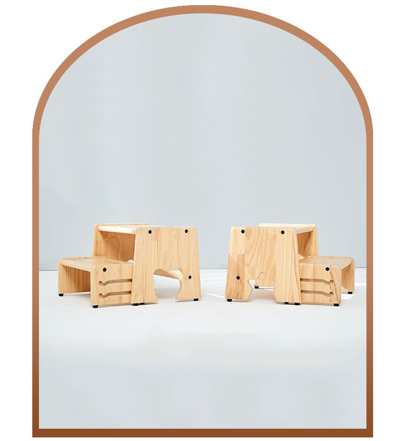 MesaSilla Solid Wood 2-Step Stool with Anti-Slip Feet