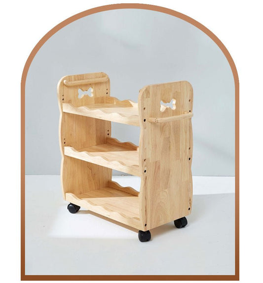 MesaSilla Solid Wood 3-Tier Trolley with Locking Casters