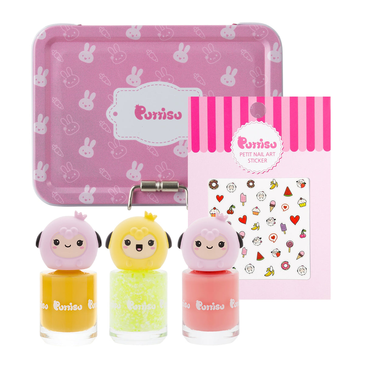 3-Color Nail Art Kit - Sunshine & Blush (+ Nail Sticker Set)