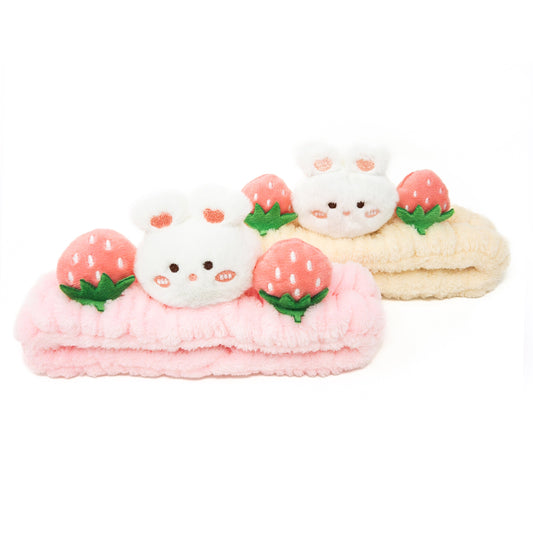 2pc Plush Spa Headband Set - Cute Bunny & Bear Skincare Hair Bands for Kids & Tweens