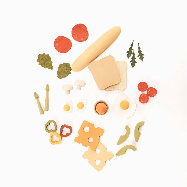 Wooden Play Food Set | Vegetarian Breakfast