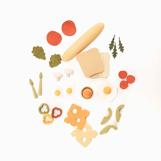 Wooden Play Food Set | Vegetarian Breakfast