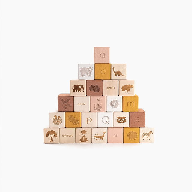 Alphabet Blocks Set / Mustard-Pink