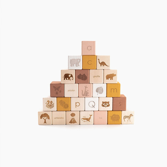 Alphabet Blocks Set / Mustard-Pink