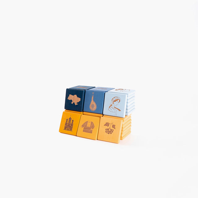 Wooden blocks set / Ukrainian flag