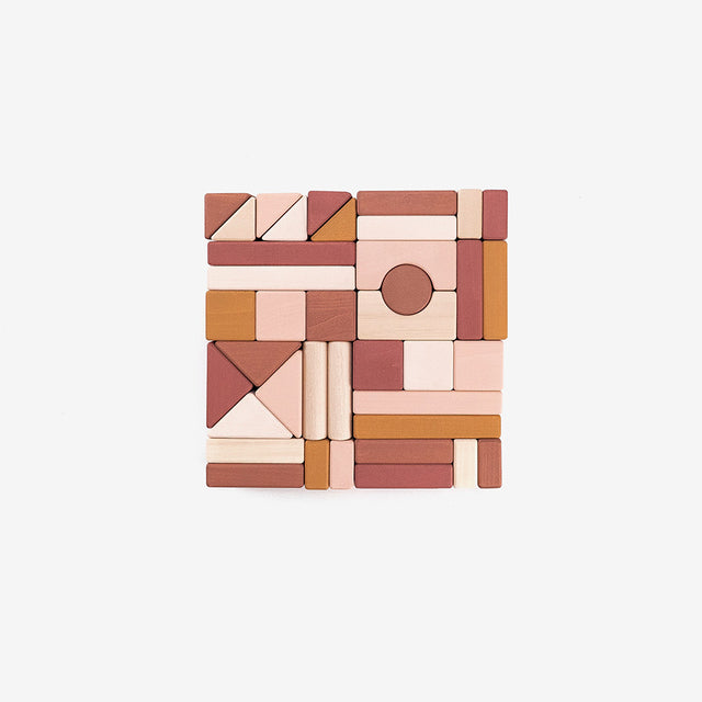 Wooden Castle Block set / Light Pink