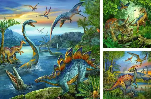 Dinosaur Fascination – 3 × 49 Pieces puzzle detail