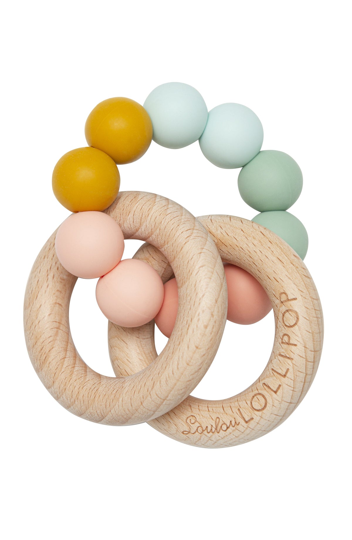 Loulou Lollipop Bubble Silicone & Wood Teether - Rainbow