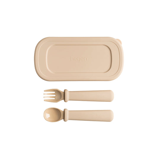 Hegen Multi-stage PPSU Fork & Spoon with Case - Taupe