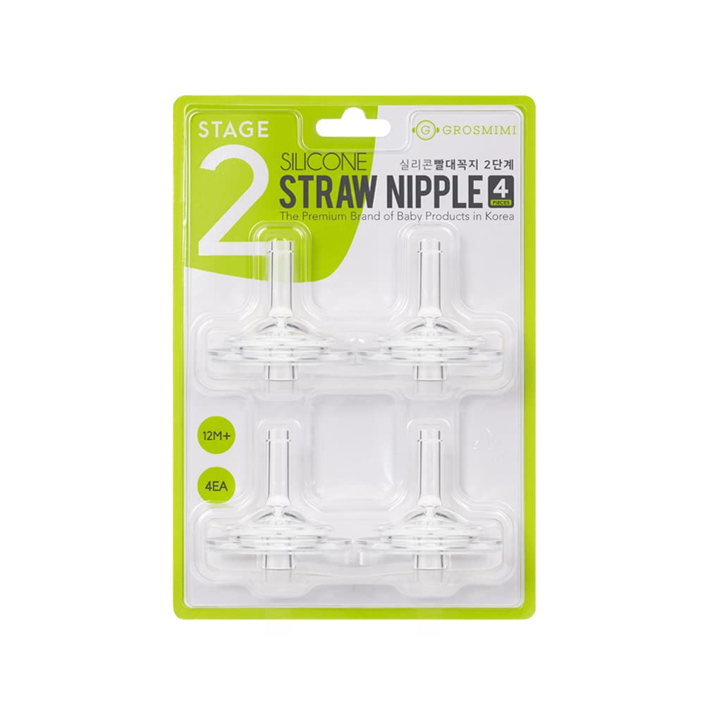 Grosmimi Stage 2 Straw Nipples - 4 Pack