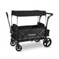 Black WonderFold X2M wagon with canopy, push handle and pull handle, angled side view.
