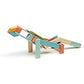 Tegu Sunset blocks arranged into a low animal-like model with a long neck and tail.