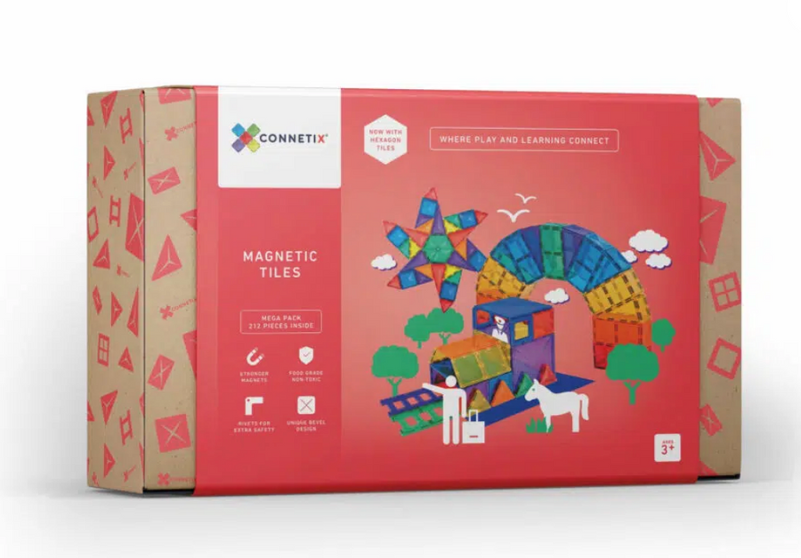 CONNETIX 212 Piece Mega Pack box with brightly colored tile constructions.