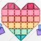 Pastel CONNETIX squares and triangles arranged into a striped heart.