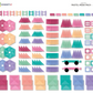Contents chart for the CONNETIX 202 Piece Pastel Mega Pack with tile shapes and wheel bases.